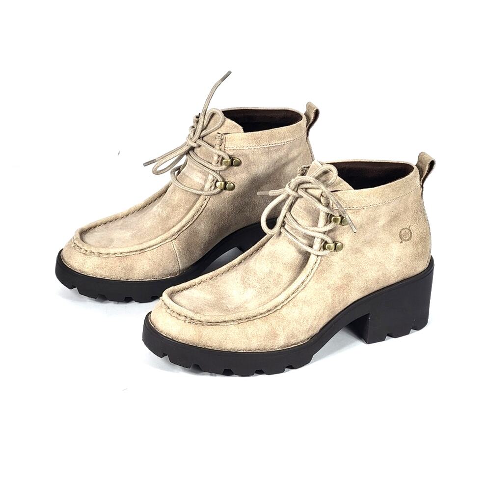 Born Women's Beige Suede Ankle Boots Size 7.5M